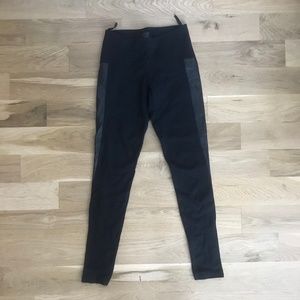 Black Leggings with Faux Leather Side Panel